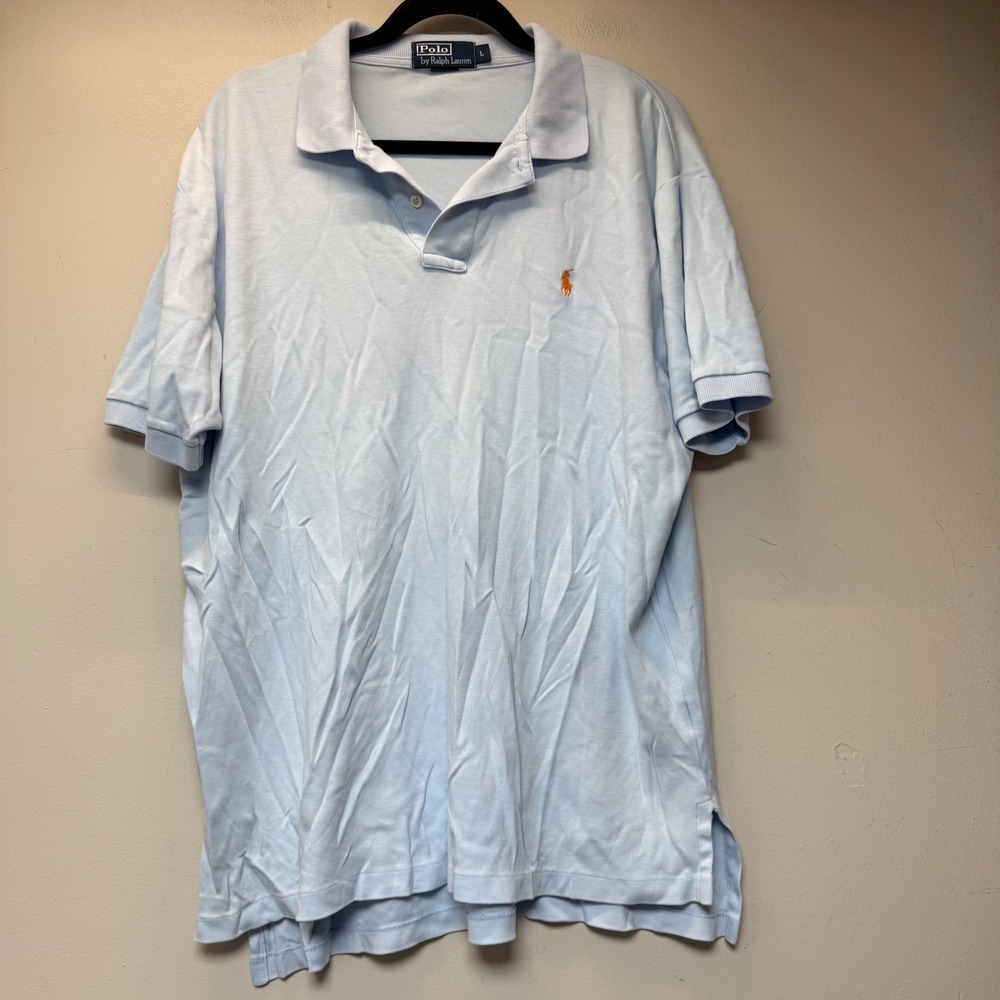 Polo Ralph Lauren Polo Shirt Mens Large Light Blue Excellent Short Sleeve Pique